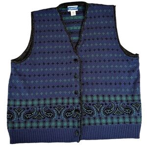 Vintage Pendleton Granny Chic Sweater Vest Womens Size 2XL